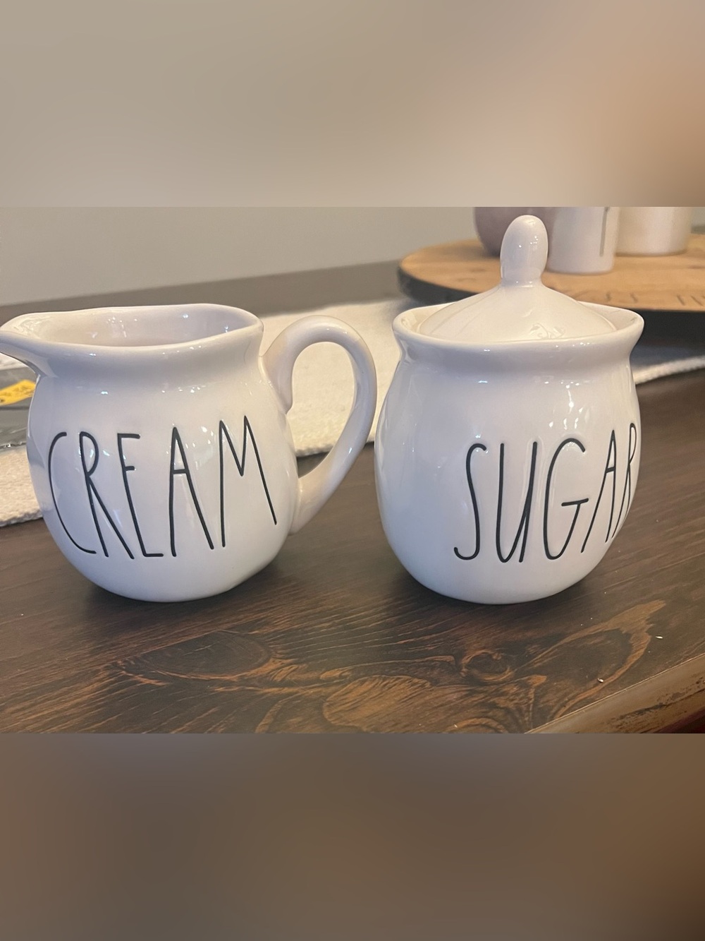 Rae DunnWhite Cream and Sugar Ceramic Set - Classic Kitchen Canisters